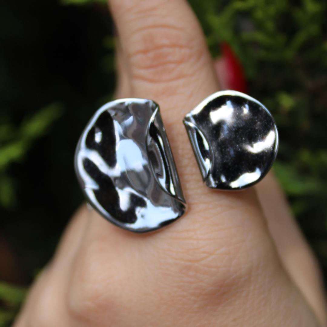 - ANILLO AJUSTABLE GRANDE PLATEADO ACERO INOXIDABLE