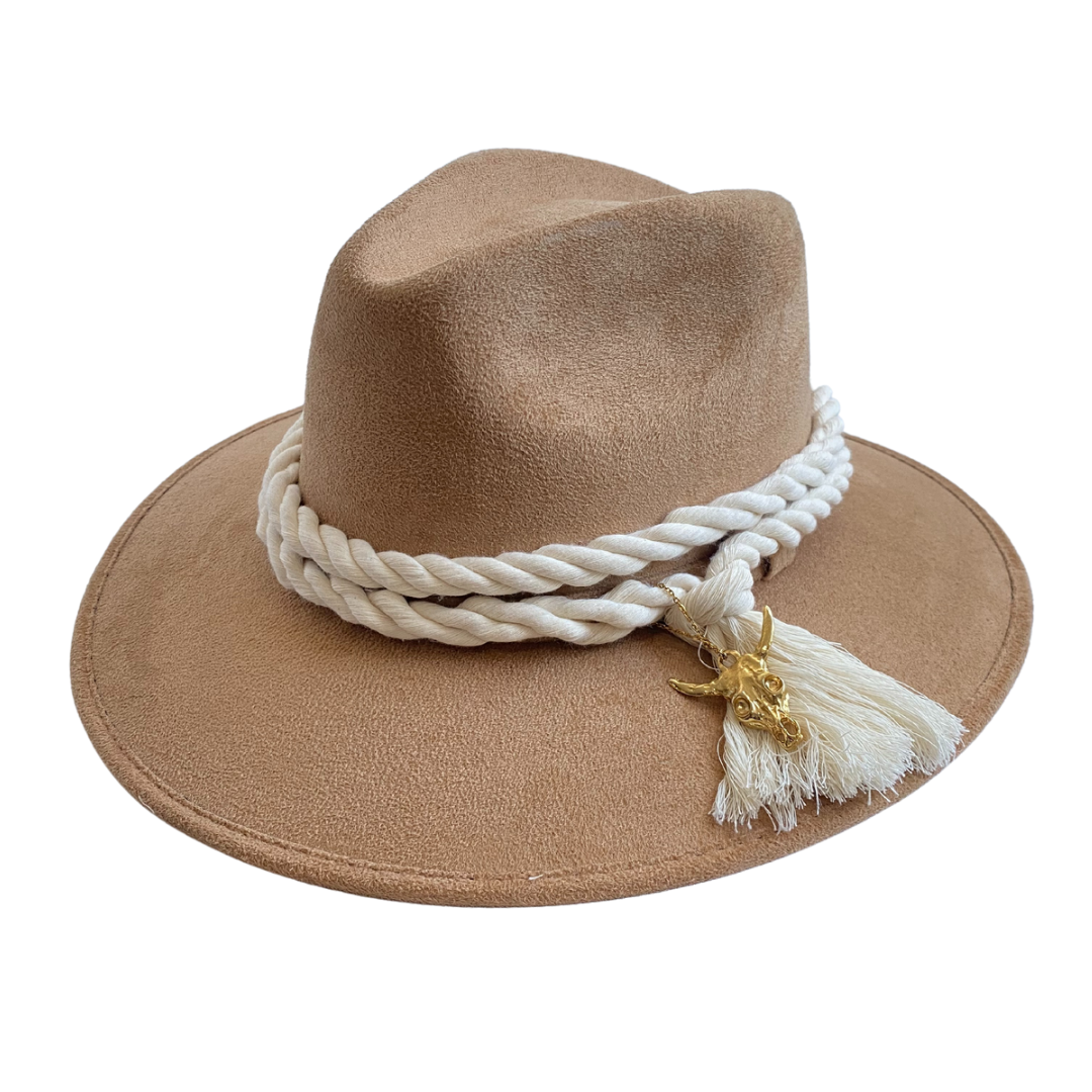 TOLEDO - Sombrero indiana explorer gamuza toro y cuerda