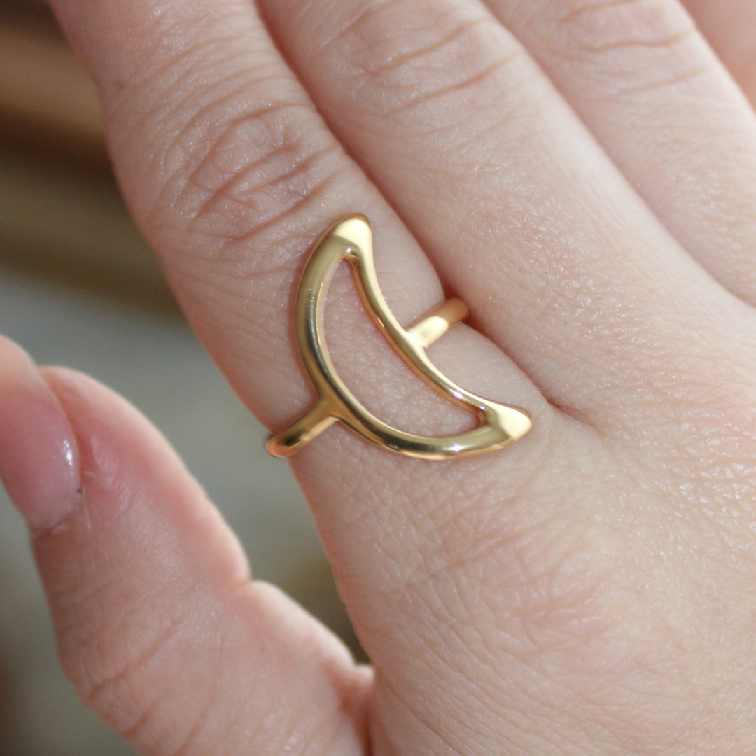 HALLIE - ANILLO LUNA AJUSTABLE ACERO INOXIDABLE