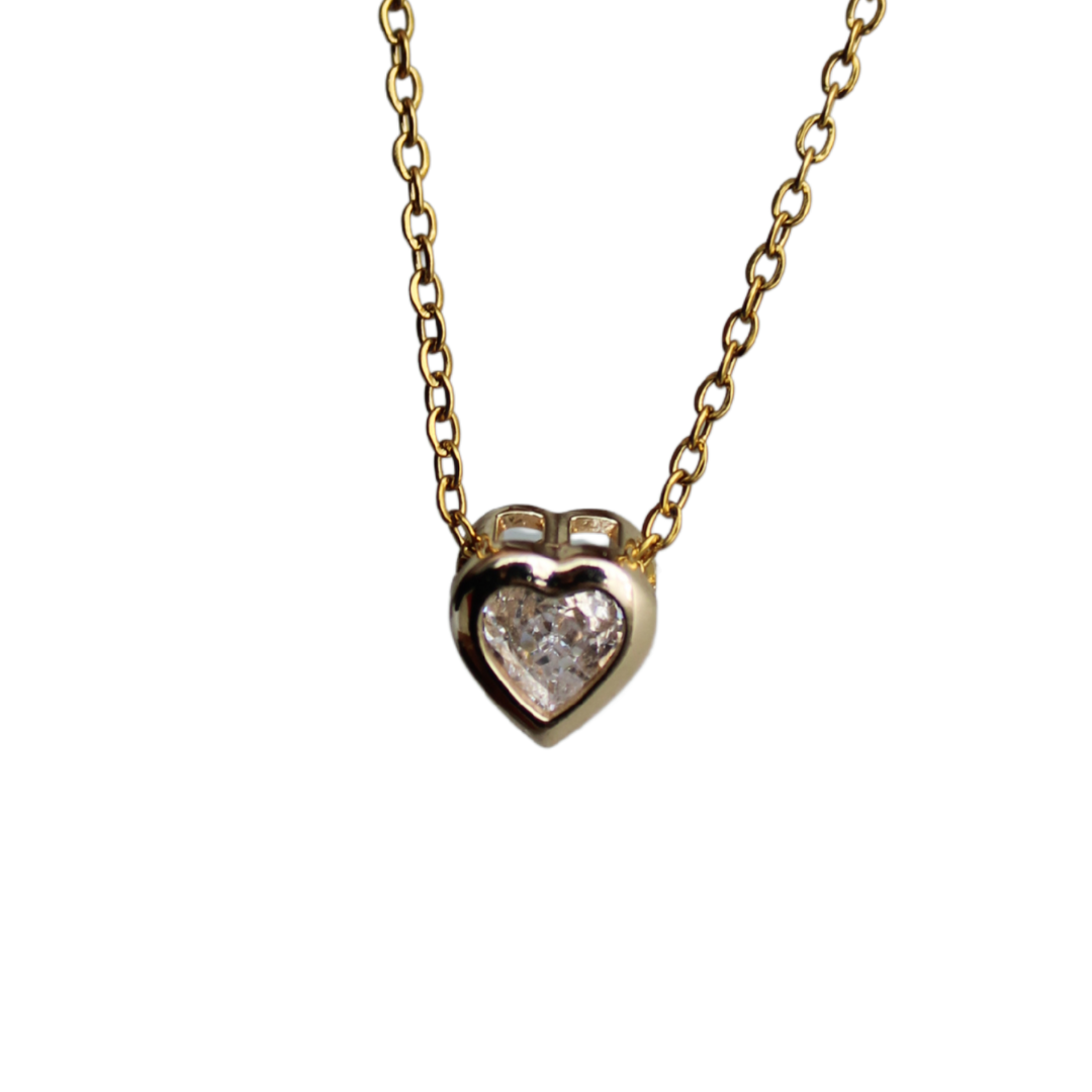 BELLA - COLLAR CORAZON ZIRCONIA CHAPA DE ORO