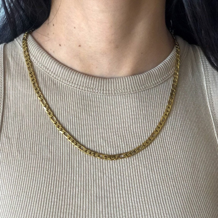 Thick figaro hot sale gold chain