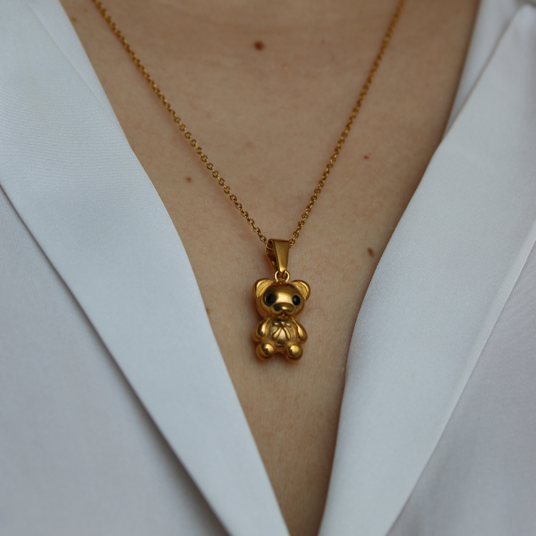 ZOE- COLLAR TEDDY BEAR ACERO INOXIDABLE