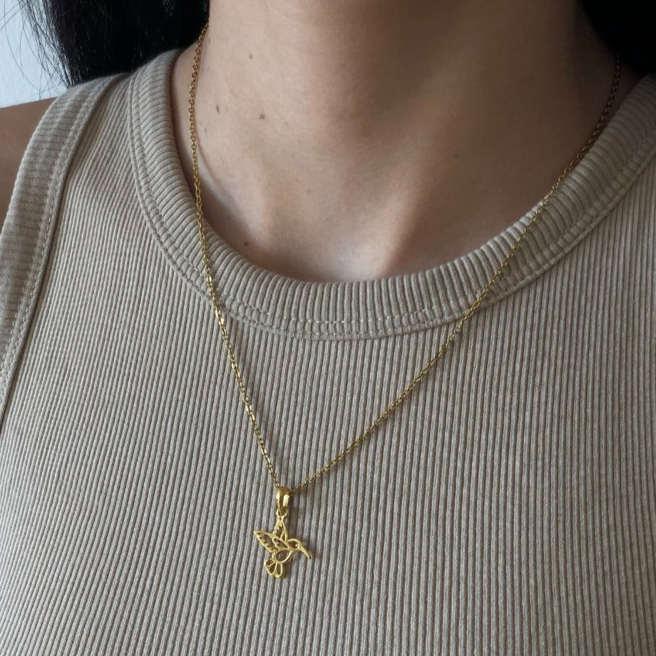 DANYA - Gold Plated Hummingbird Necklace