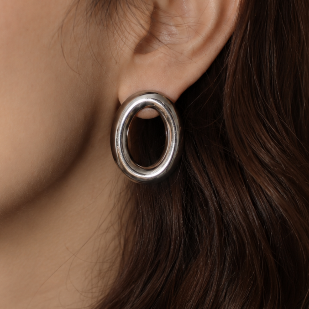 RILEY - ARETES OVALO ACERO INOXIDABLE