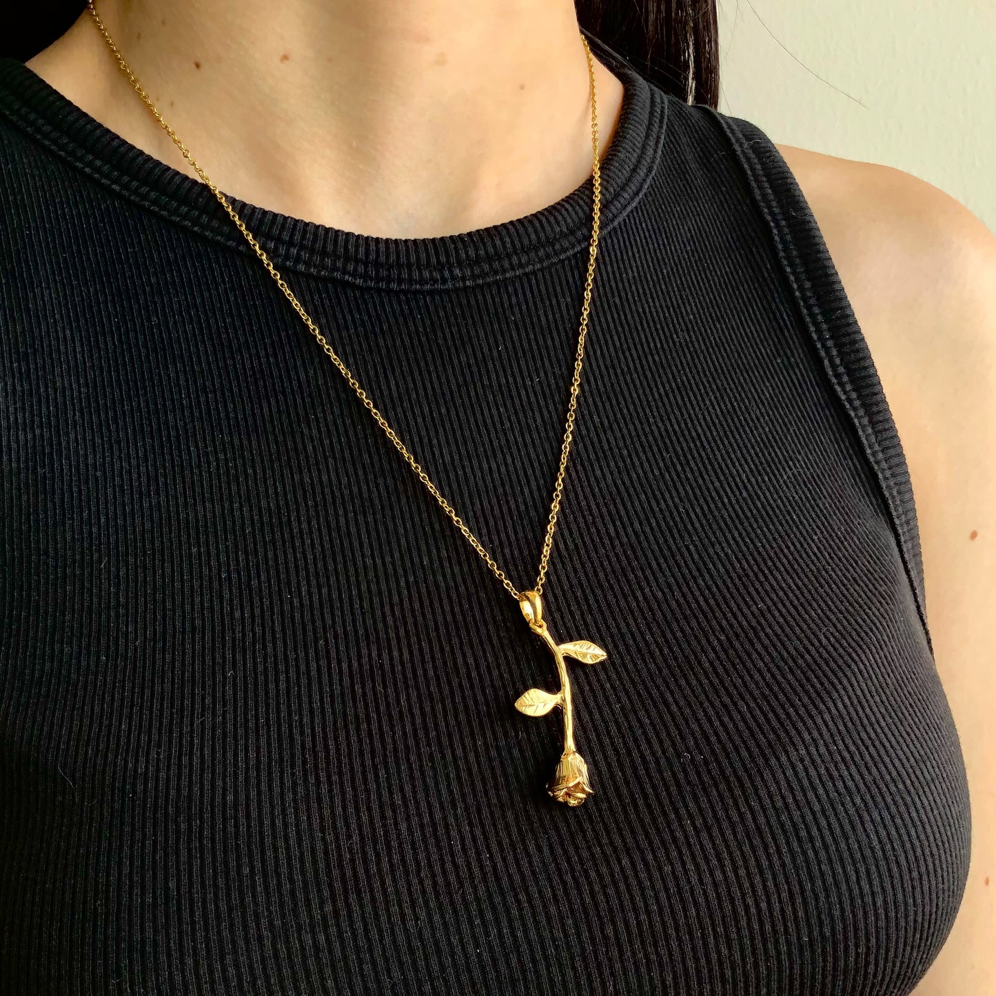 ROSA - Large Flower Rose Necklace 18k Gold Plate