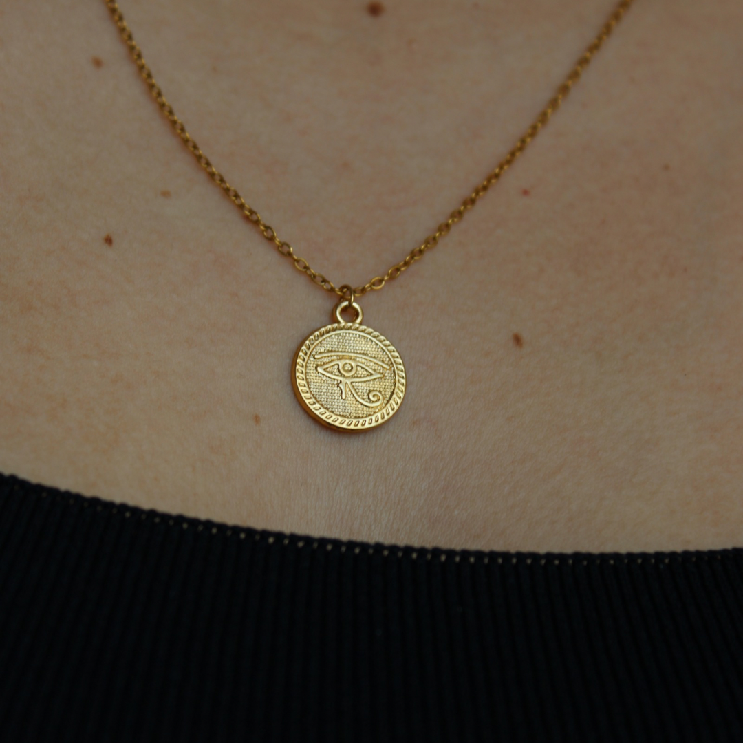 PILAR - EGYPTIAN EYE HORUS NECKLACE GOLD PLATE