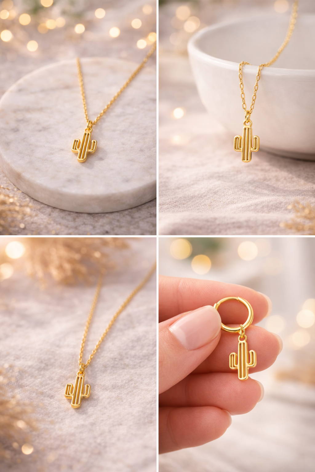 SALMA - SET COLLAR Y ARETES CACTUS