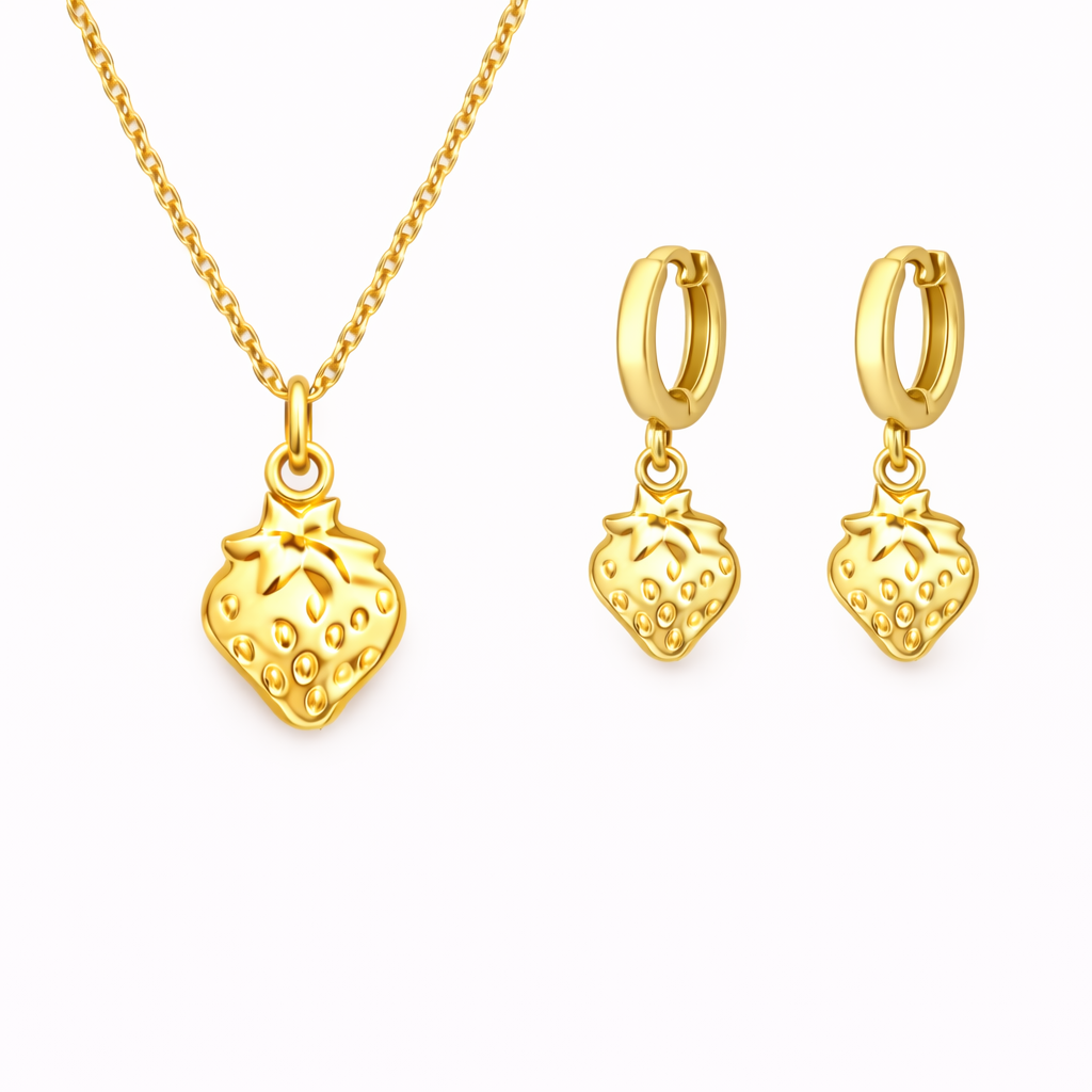 VALERY - SET ARETES Y COLLAR FRESA