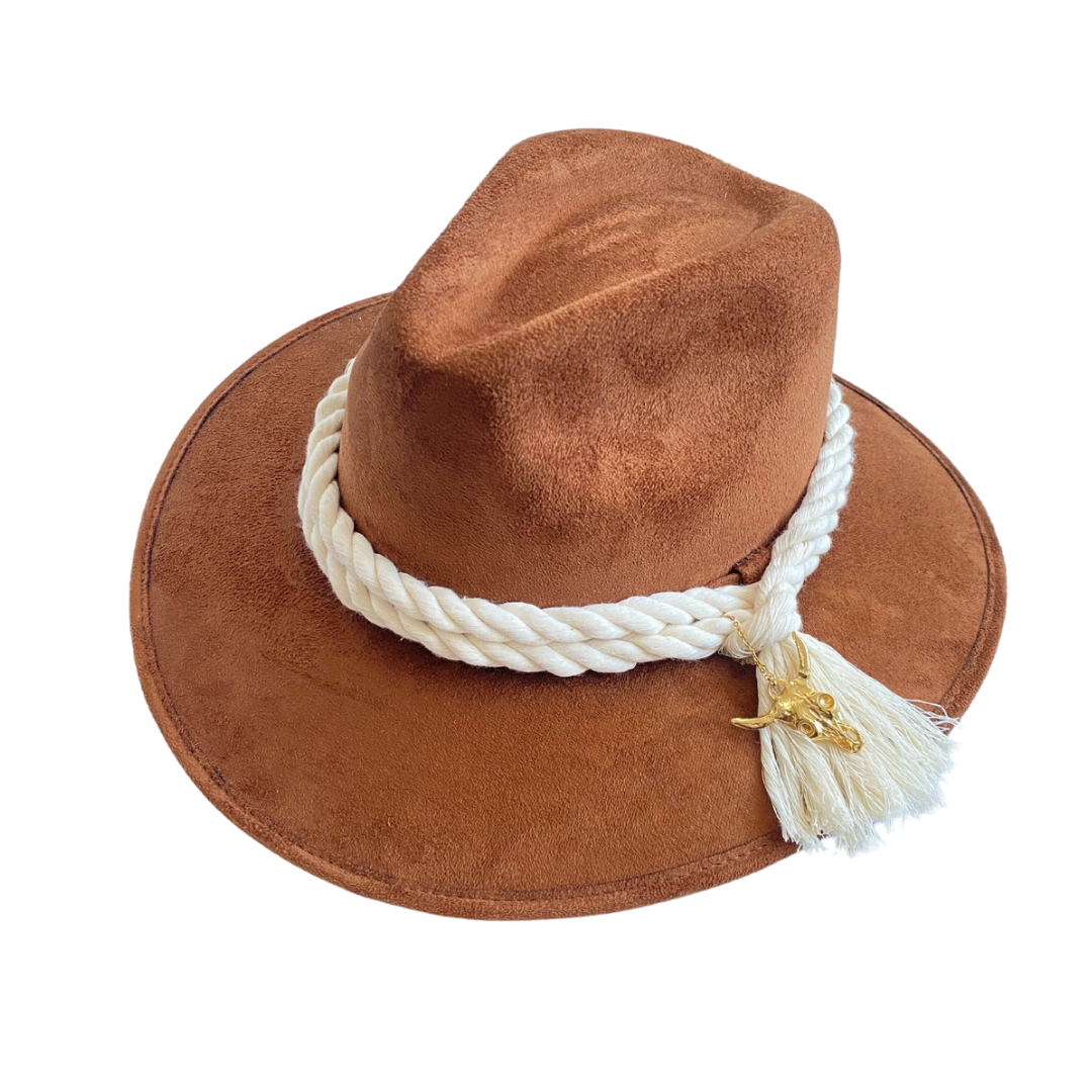 TOLEDO - Sombrero indiana explorer gamuza toro y cuerda
