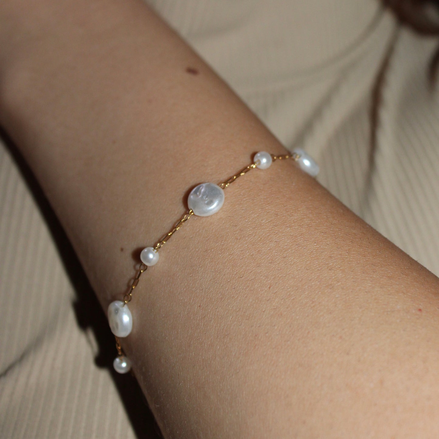 FABIANA - PULSERA PERLA ANCHOS ACERO INOXIDABLE