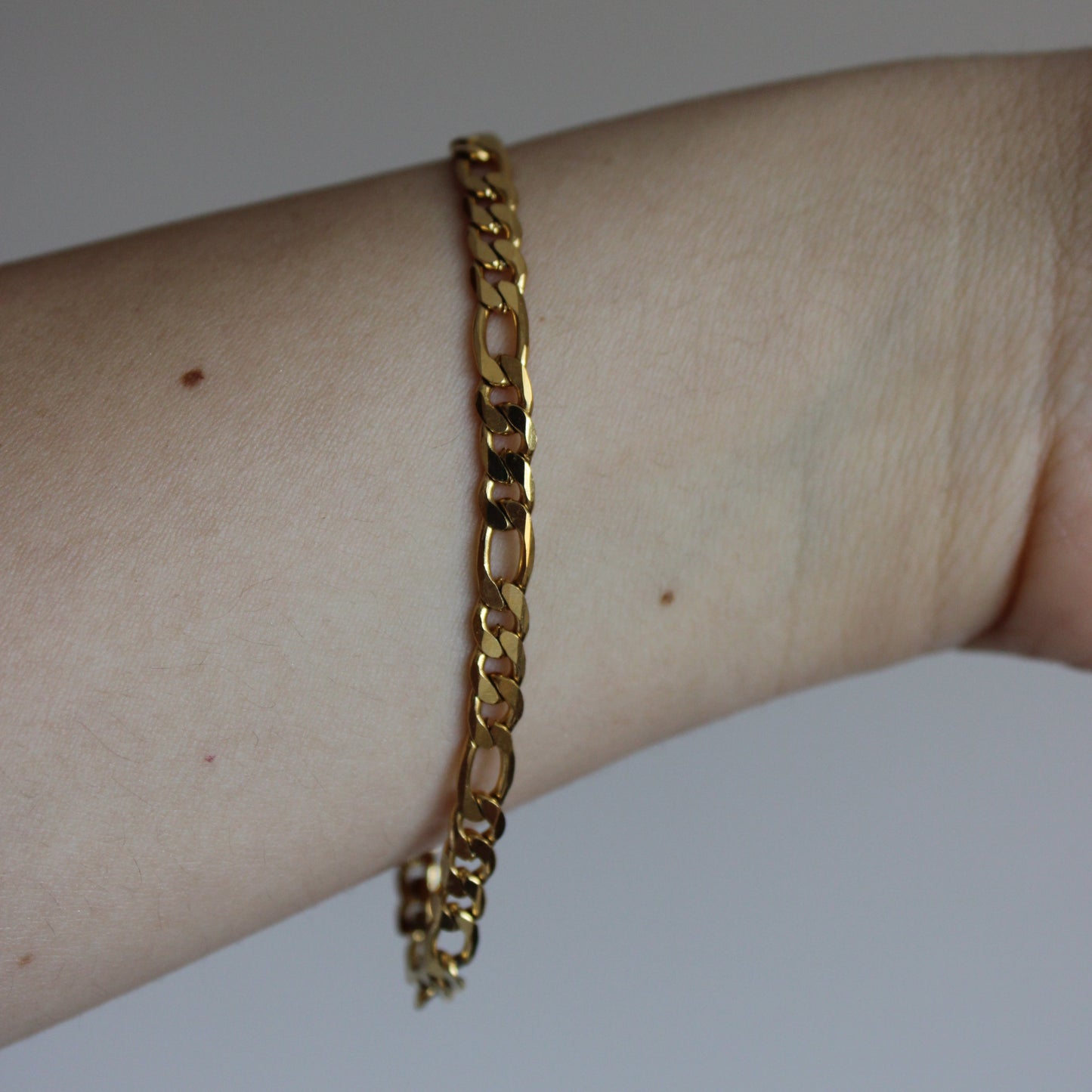 ANDREA - Gold Plated Figaro Cut Bracelet