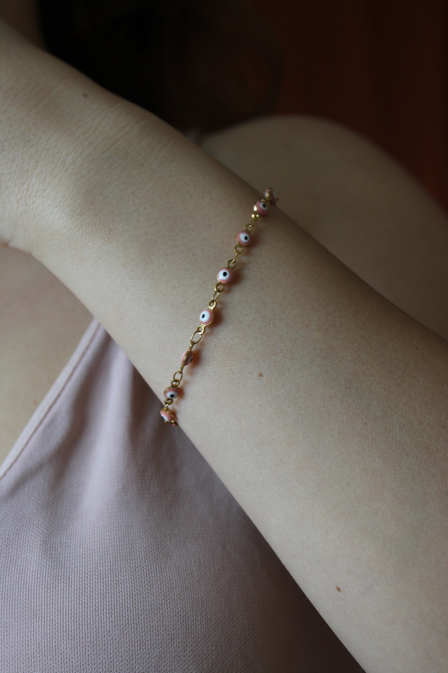 SARA - PULSERA OJO TURCO AZUL ACERO INOXIDABLE