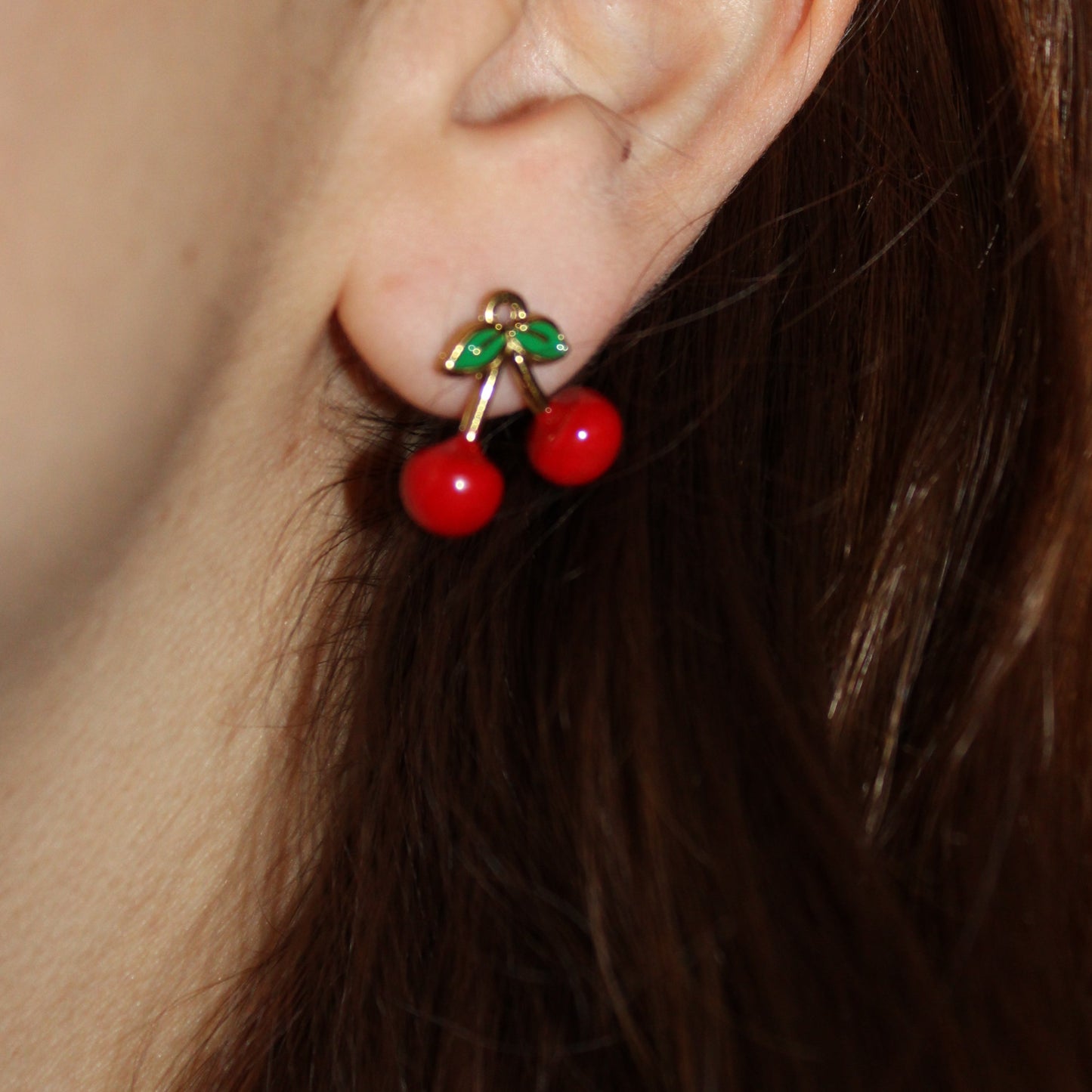 - Aretes Cerezas Acero Inoxidable