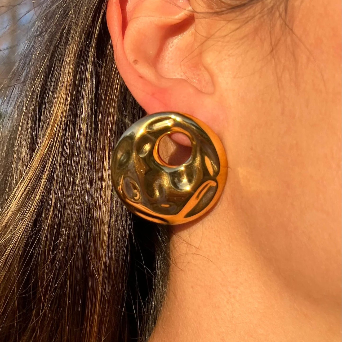 NAYIB - Aretes roca circular acero inoxidable