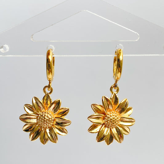 SUSANA - ARETES GIRASOL CHAPA DE ORO