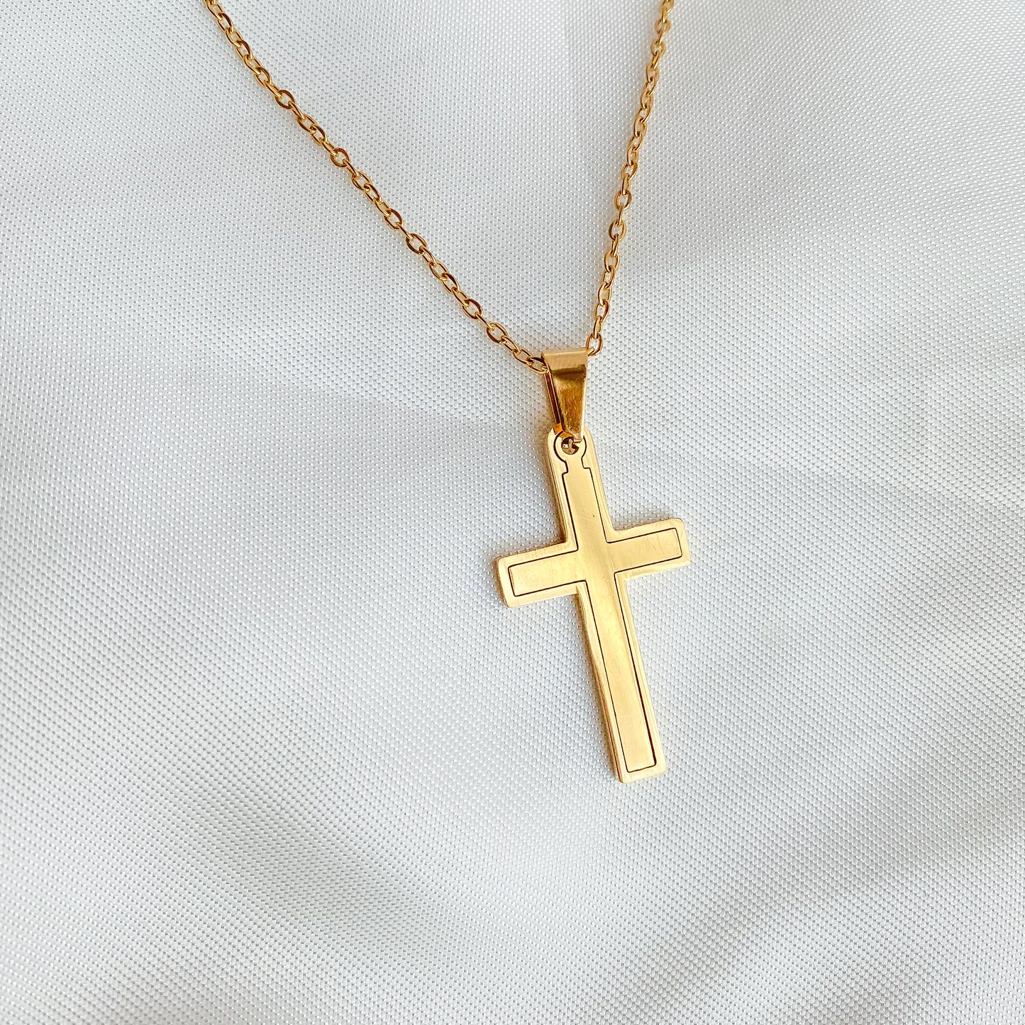 ROXI - COLLAR CRUZ LISA ACERO INOXIDABLE