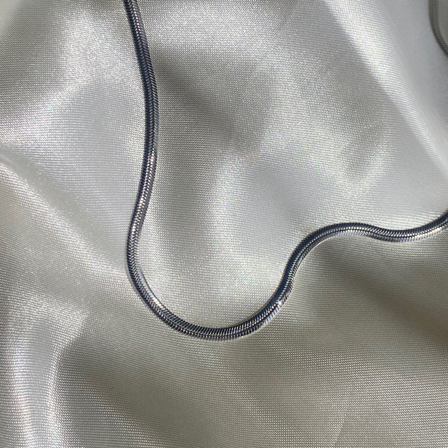 SIHAM - Collar Cadena Plana Plateada Acero Inoxidable