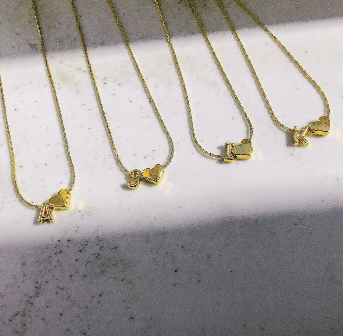GINA - Small initial and heart necklace