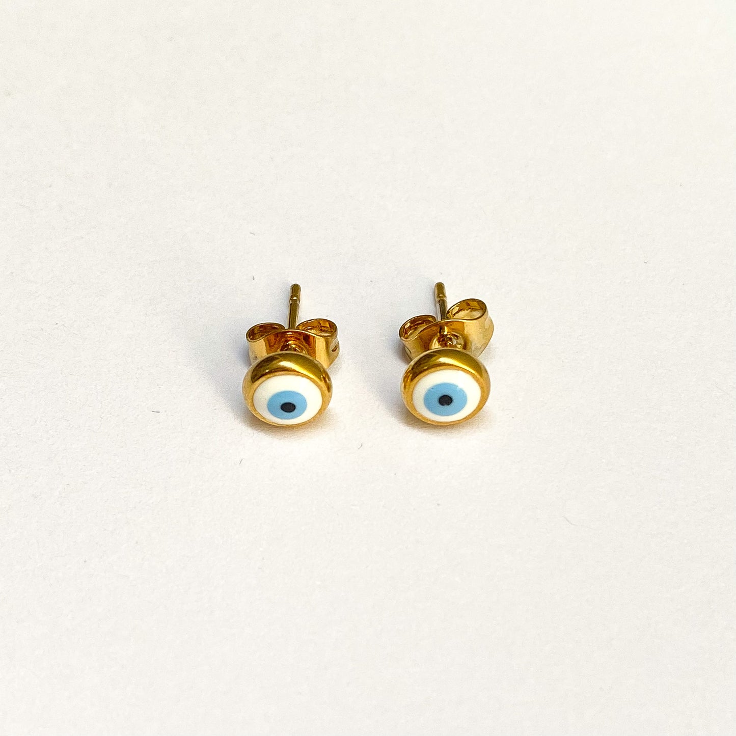 SARA - ARETES OJO TURCO AZUL ACERO INOXIDABLE