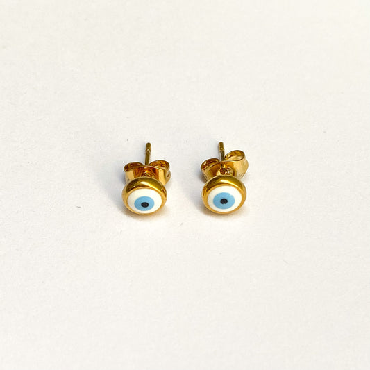 SARA - ARETES OJO TURCO AZUL ACERO INOXIDABLE