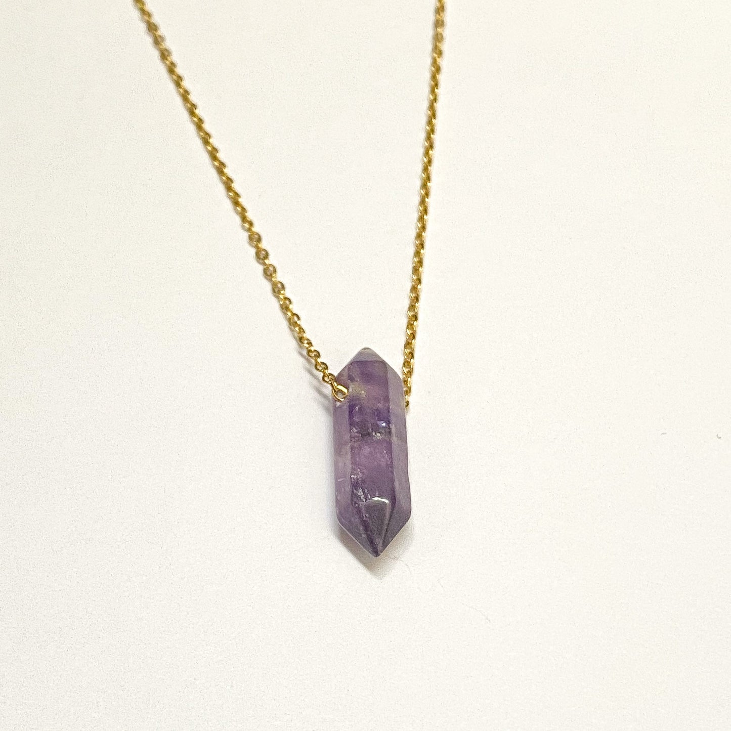 LORENA - COLLAR CUARZO AMATISTA ACERO INOXIDABLE