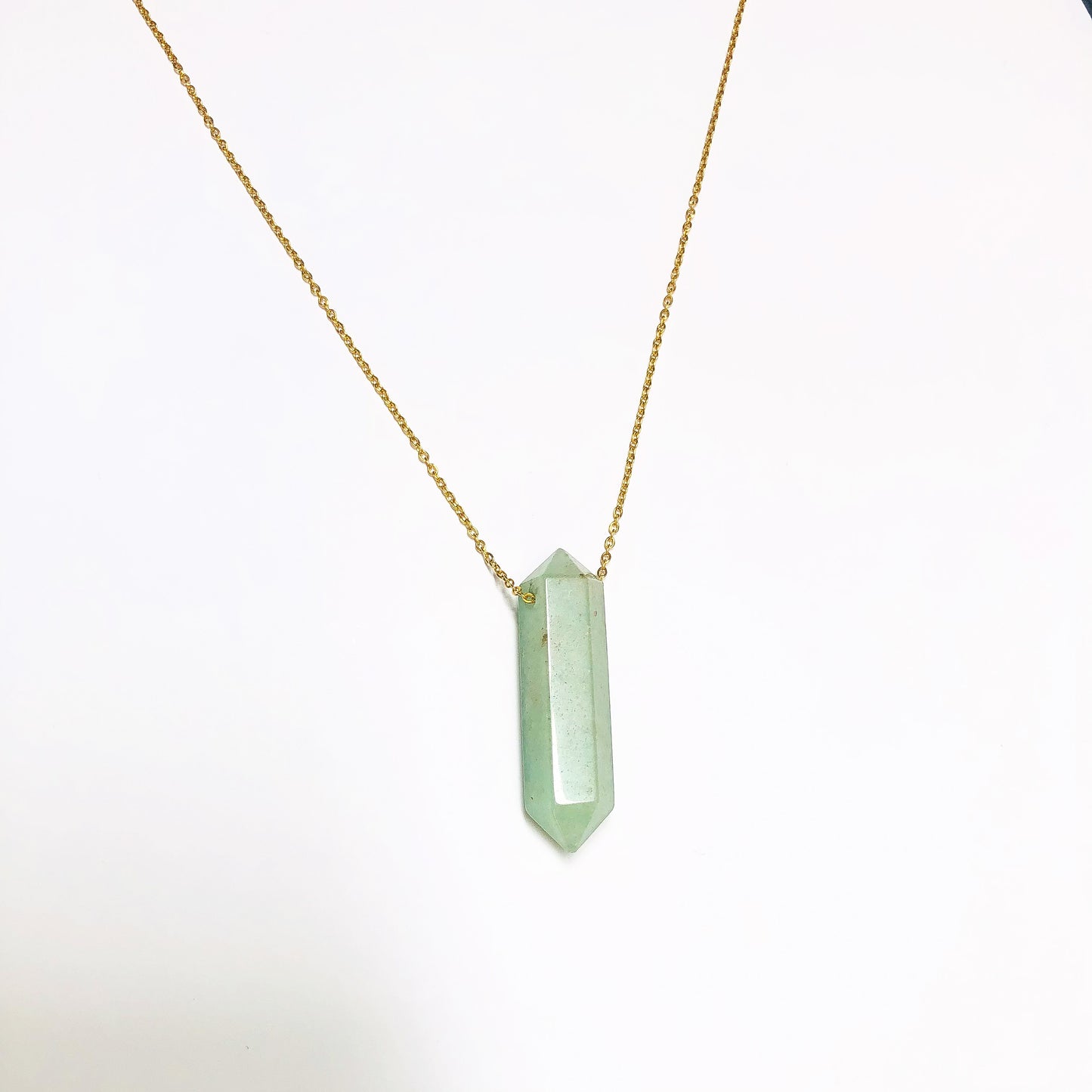 OLIVIA - Collar Cuarzo Verde Jade Acero Inoxidable