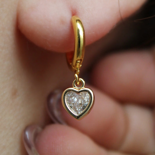 BELLA - ARETES CORAZON ZIRCONIA CHAPA DE ORO