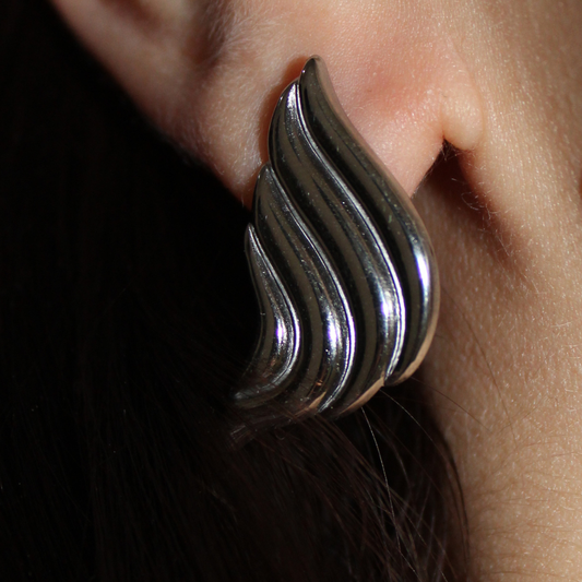Isarel - Aretes Ondas Irregulares Acero Inoxidable
