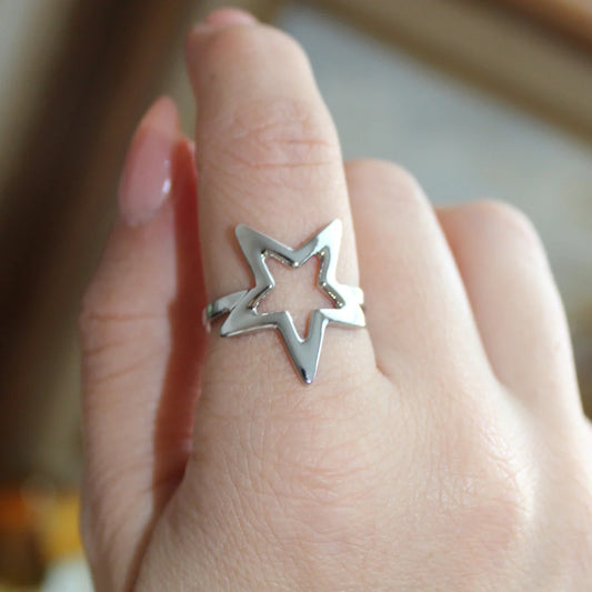 AIDANA - ANILLO ESTRELLA AJUSTABLE  ACERO INOXIDABLE