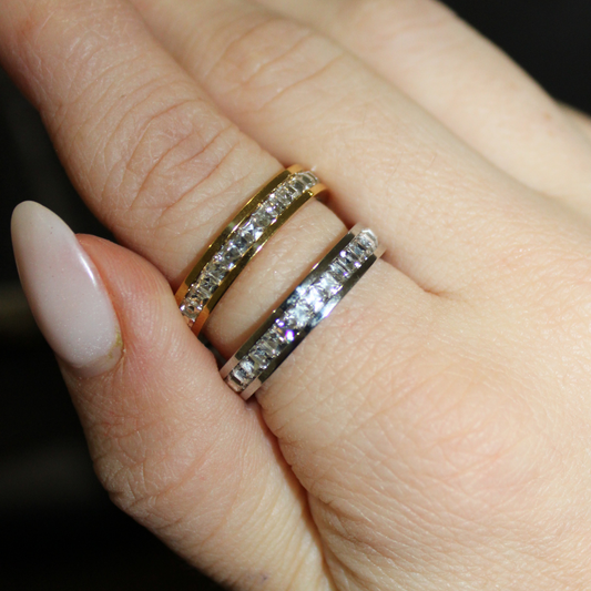 LESLIE - ANILLO CON ZIRCONIAS ACERO INOXIDABLE