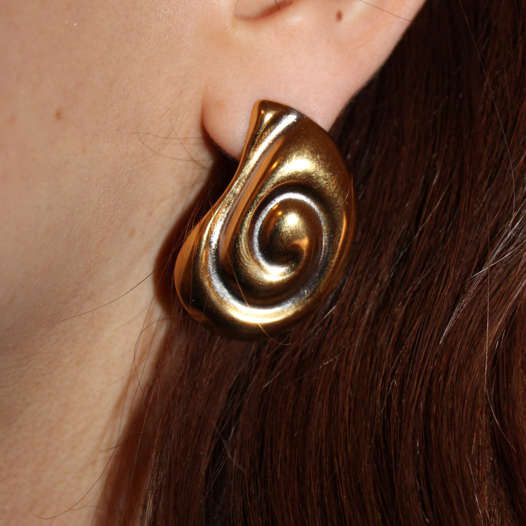 ALONDRA - ARETES BICOLOR GOTA