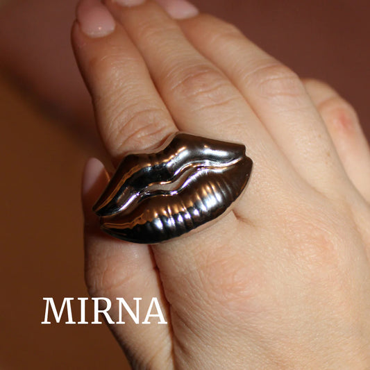 MIRNA - Anillo Beso ajustable acero inoxidable