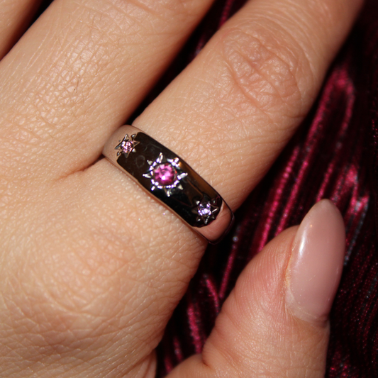 VERA - Anillo Zirconias rosas y Moradas Ajustables