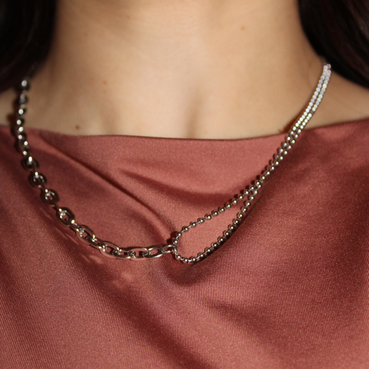 CARLI - Cadena 2 en 1  45 cm Acero inoxidable