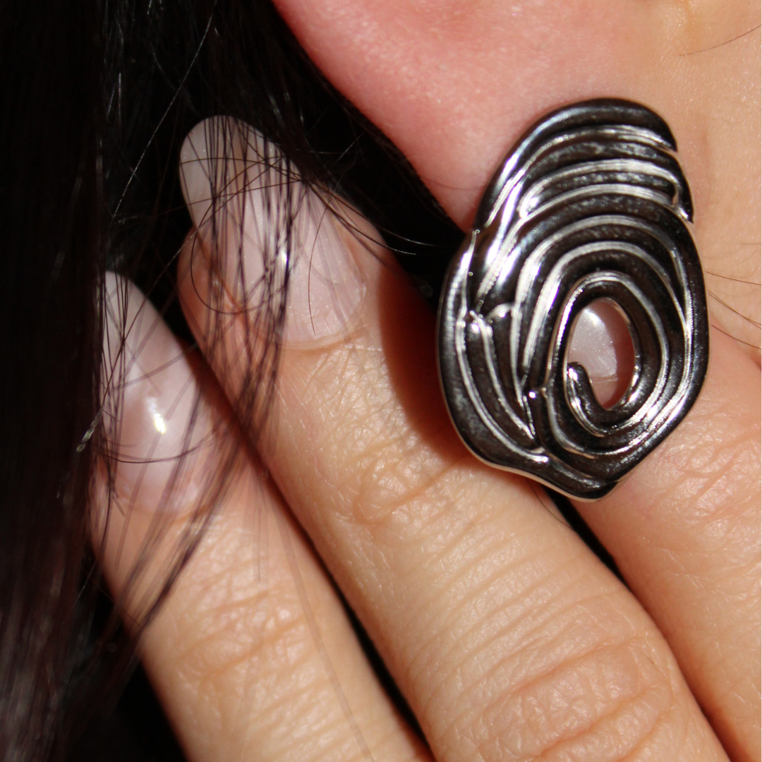 RAQUEL - Aretes Huella acero inoxidable