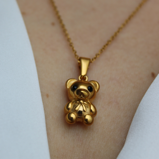 ZOE- COLLAR TEDDY BEAR ACERO INOXIDABLE