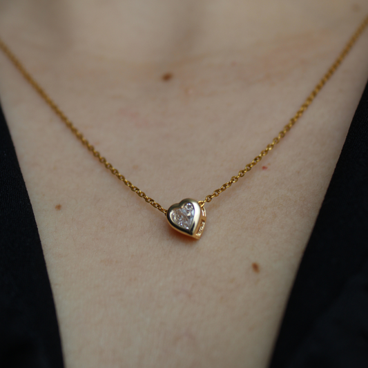 BELLA - COLLAR CORAZON ZIRCONIA CHAPA DE ORO