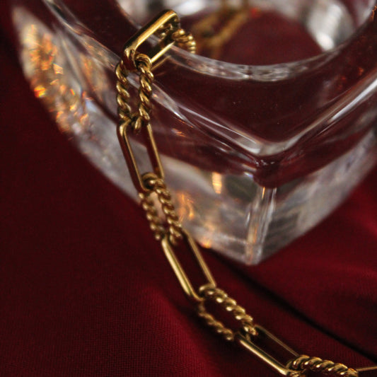 LUCERO - CADENA CUADRADA 50 CM DORADO ACERO INOXIDABLE