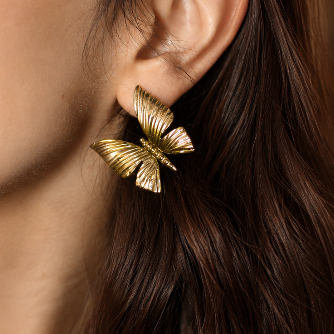 AREMY - ARETES MARIPOSA ACERO INOXIDABLE