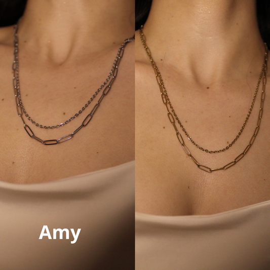 AMY - Cadena 2 en 1 50cm Acero inoxidable