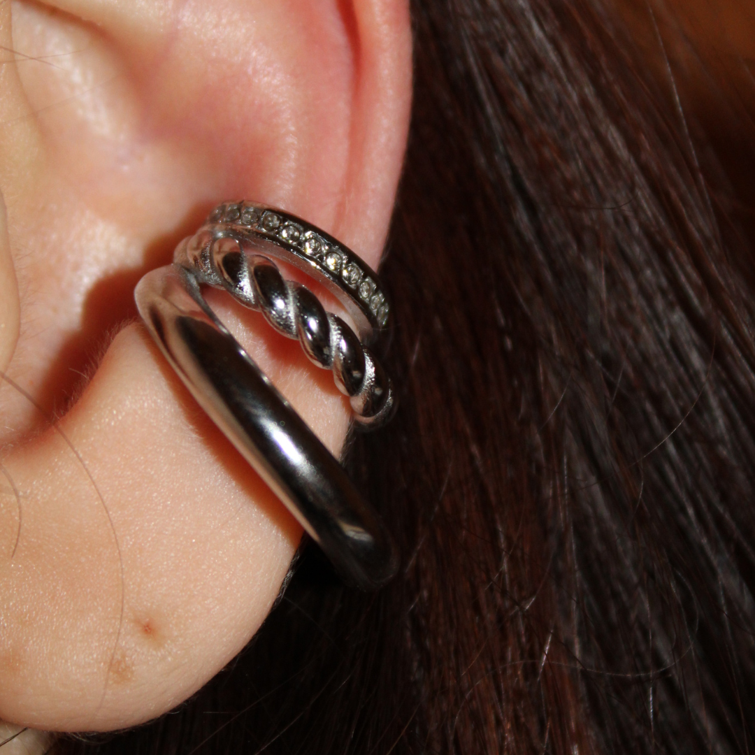 KALI - EAR CUFF TRIPLE ACERO INOXIDABLE