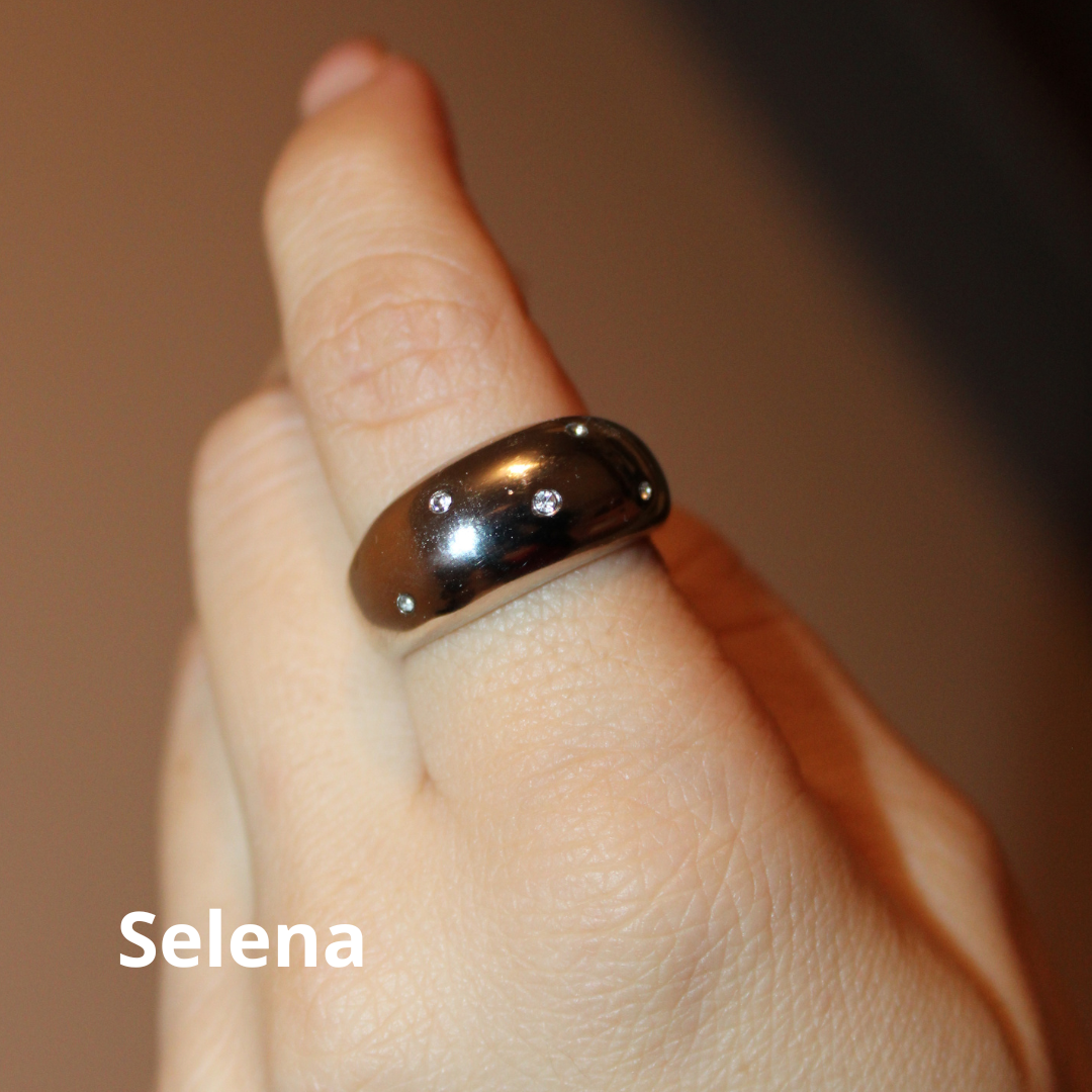 SELENE - ANILLO CON ZIRCONIAS ACERO INOXIDABLE