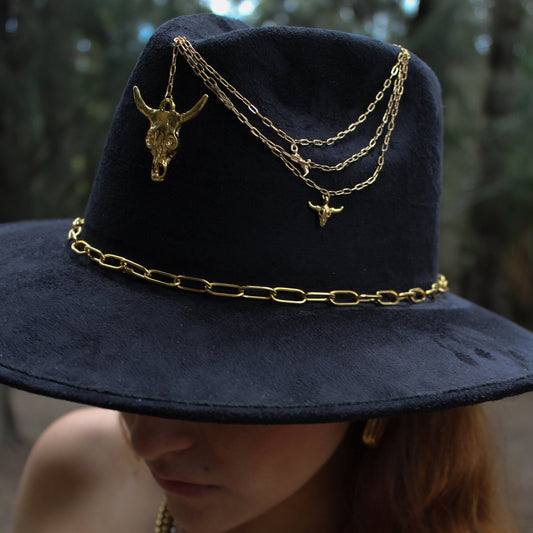 TIJUANA - Sombrero con joyería vaquero indiana explorer gamuza