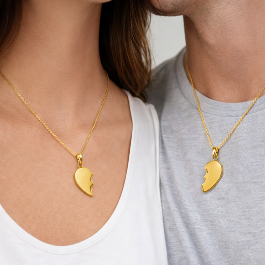 KENNY - COLLARES PAREJA CORAZON ROMPECABEZAS ACEROR INOXIDABLE DOS PIEZAS