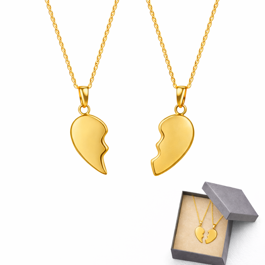KENNY - COLLARES  PAREJA CORAZON ROMPECABEZAS ACEROR INOXIDABLE DOS PIEZAS