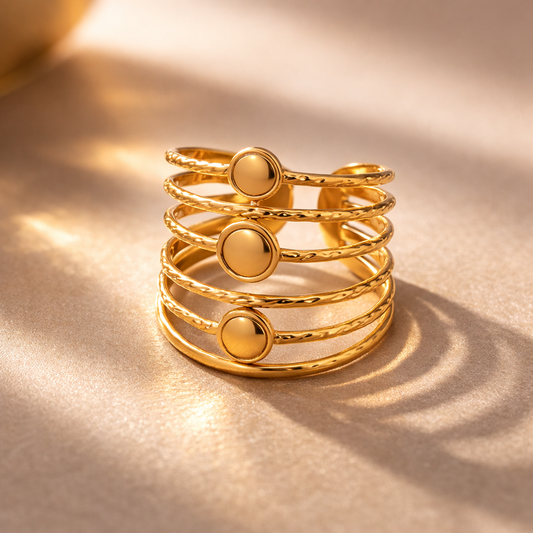 LIA - Anillo Con Bolitas ajustable acero inoxidable