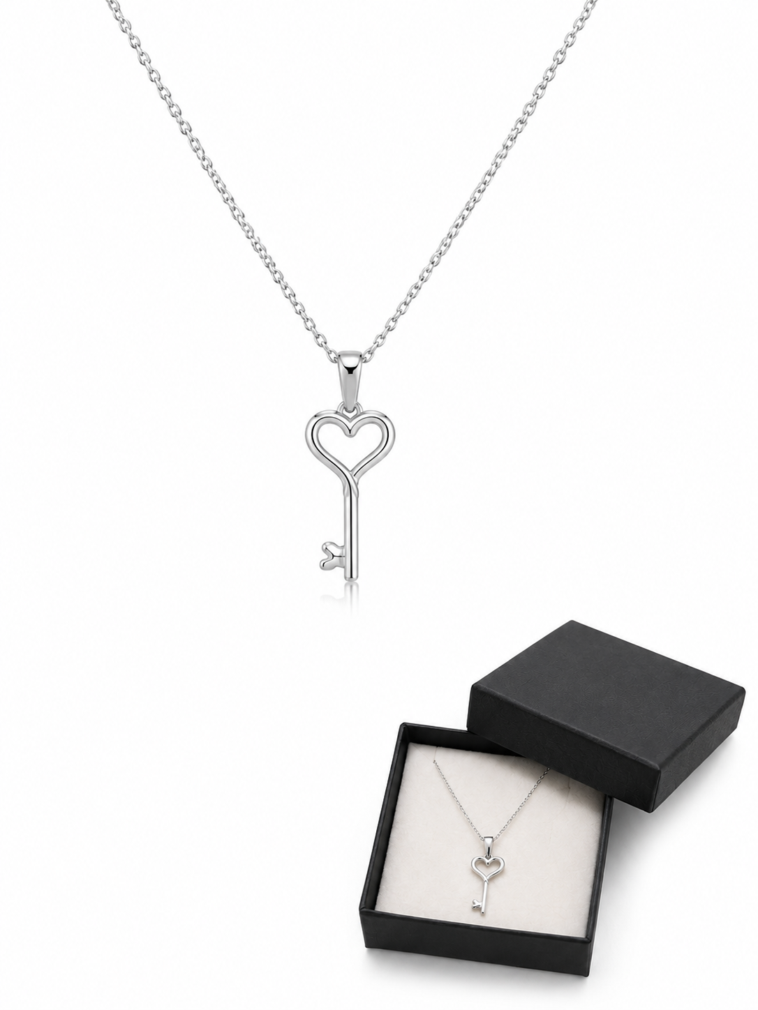 KARI - COLLAR LLAVE DE CORAZON ACERO INOXIDABLE