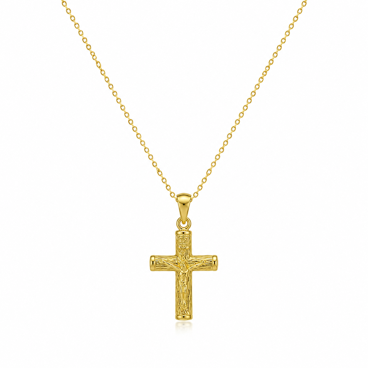 YAEL - Collar Cruz Chapa de Oro 18k