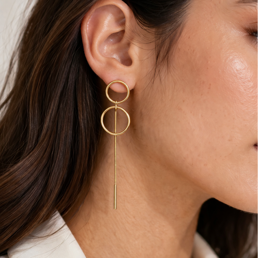 MONICA - Aretes Largos acero inoxidable
