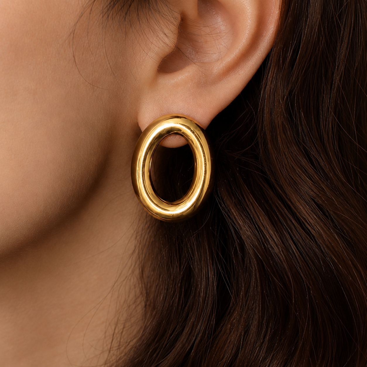 RILEY - ARETES OVALO ACERO INOXIDABLE
